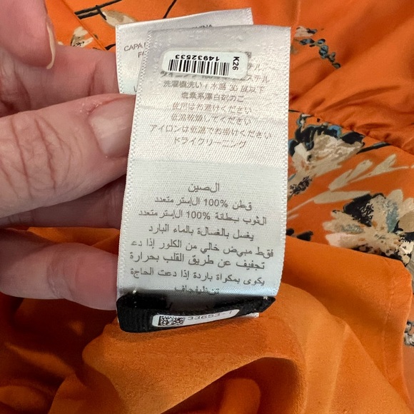 Equipment Floral Orange Wrap Dress Size Large - Picture 12 of 16